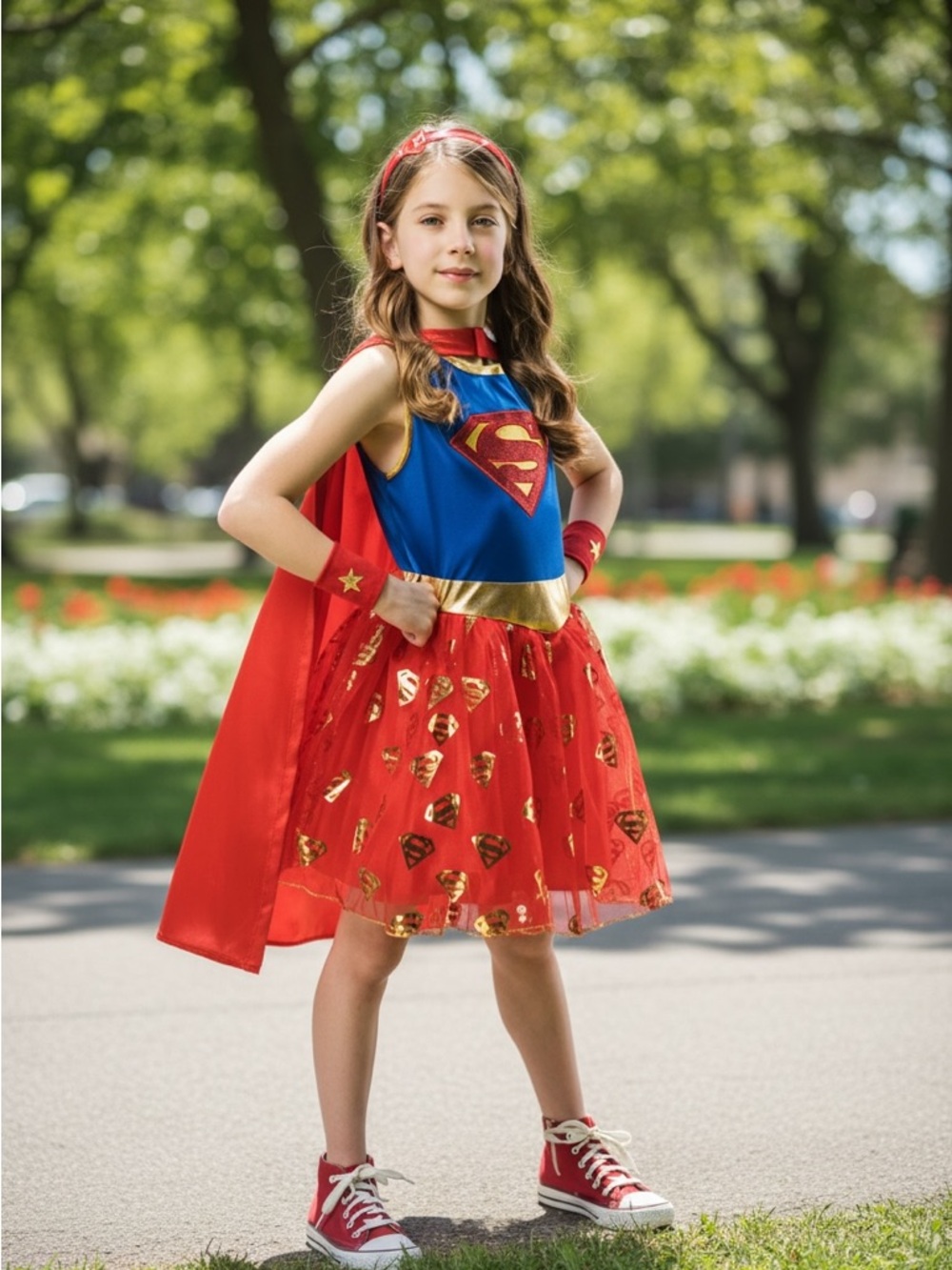 DC Comics Supergirl Blue & Red Tulle Cape Costume for Kids
